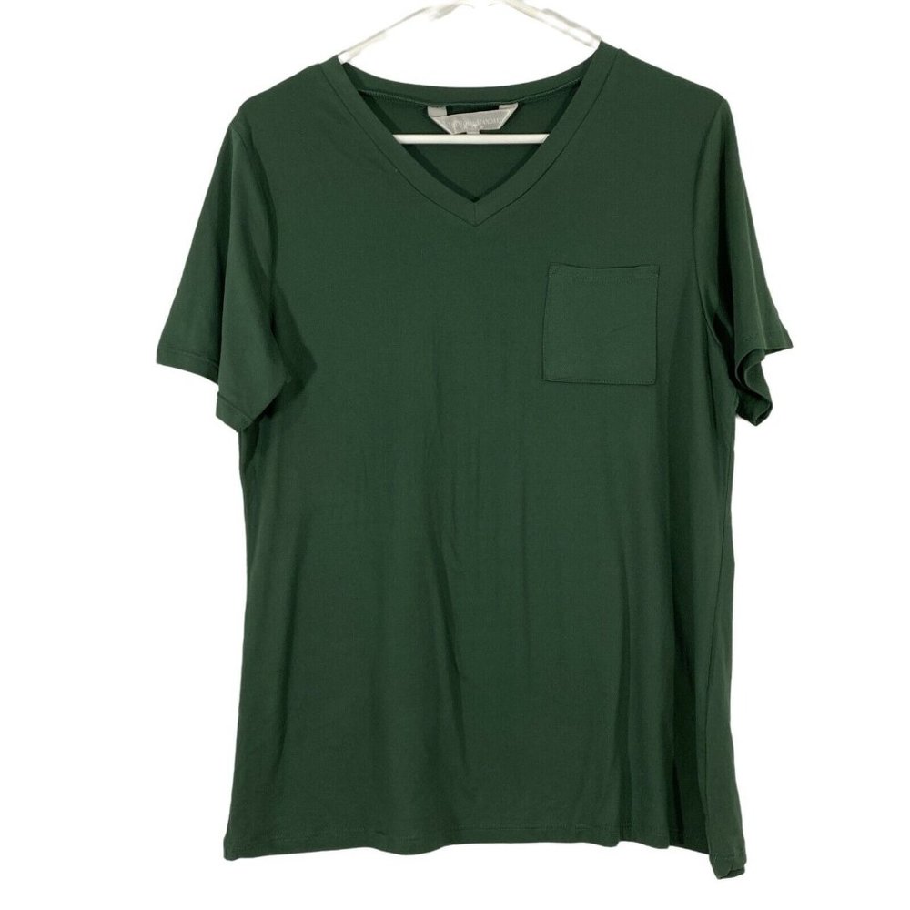 The Royal Standard Mens Green Short Sleeves V Neck Pocket T Shirt Size Large